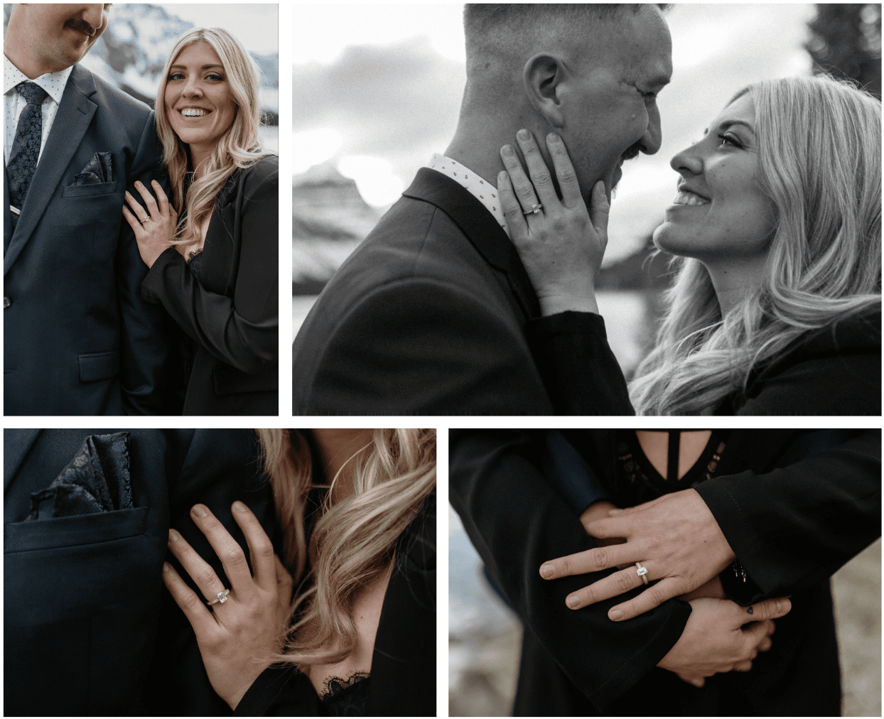 Couple getting engaged in the mountains